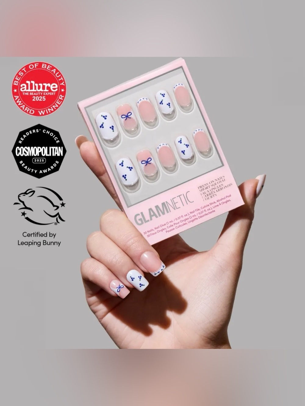 Glamnetic Press-On Nails in BLUE A KISS Short Squoval nib